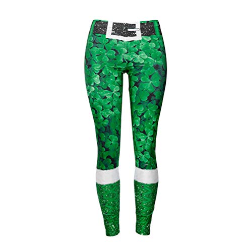 Calça legging skinny de cintura alta com estampa de trevo de dia de São Patrício TENDYCOCO para ioga