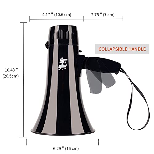 Hornpro Megaphone Speaker Pa Bullhorn - Built-In Siren &Usb Flash Drive - 35 Watts 240S Record- For Football Soccer, Baseball Basketball Cheerleading Fans Coaches & Safety Drills (Black) #TOP2