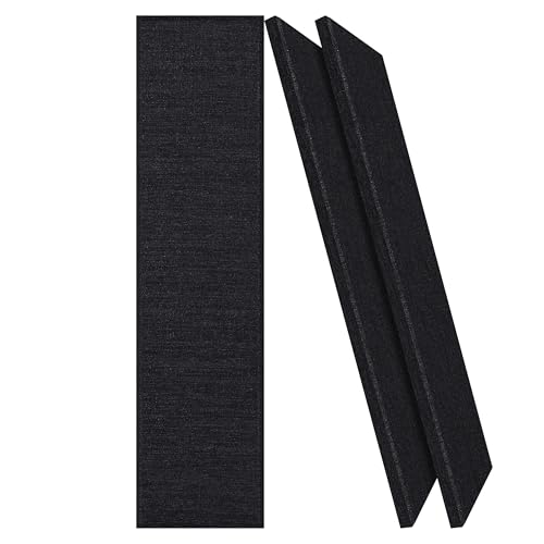 BUBOS 2 PCS Acoustic Panels,48''x12'' Fabric Soundproof Wall Panels,Self-adhesive Sound Absorbing Panels for Studios, Office, Home Theater (Black)