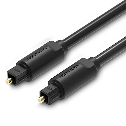 Vention Câble Optique Audio, 1.5m Cable Optique Toslink (24K Plaqué Or) Câble Audio Optique pour Home Cinema, TV, Barre de Son, PS4, Xbox, Samsung, Bose, Sony