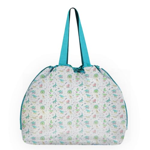 Sac de sable XXL en filet pour jouets de plage avec motif dinosaure, sac de plage en maille avec cordon de serrage et poche intérieure, sac de rangement pour jouets de sable, sac de plage pliable pour