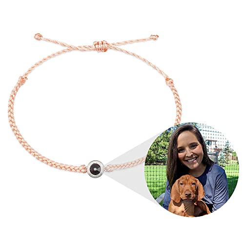 Bracelet Corde Tressée Photo Personnalisé Bracelet Personnalisé Noël Saint Valentin Cadeau (Beige) Cover