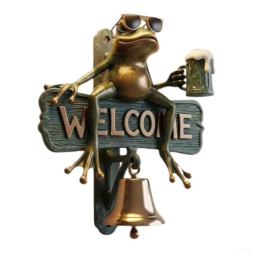 Välkommen dörrklocka, 15 x 15 x 5 cm rolig hartsdekor med solglasögon och öl utomhus husnummer skylt för hementré dekoration