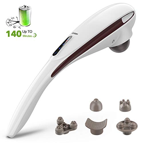 Vanzon Rechargeable Handheld Deep Tissue Massager - Cordless Electric Percussion Back Massager for Muscles, Back, Foot, Neck, Shoulder, Leg, Full Body Pain Relief with Portable Design