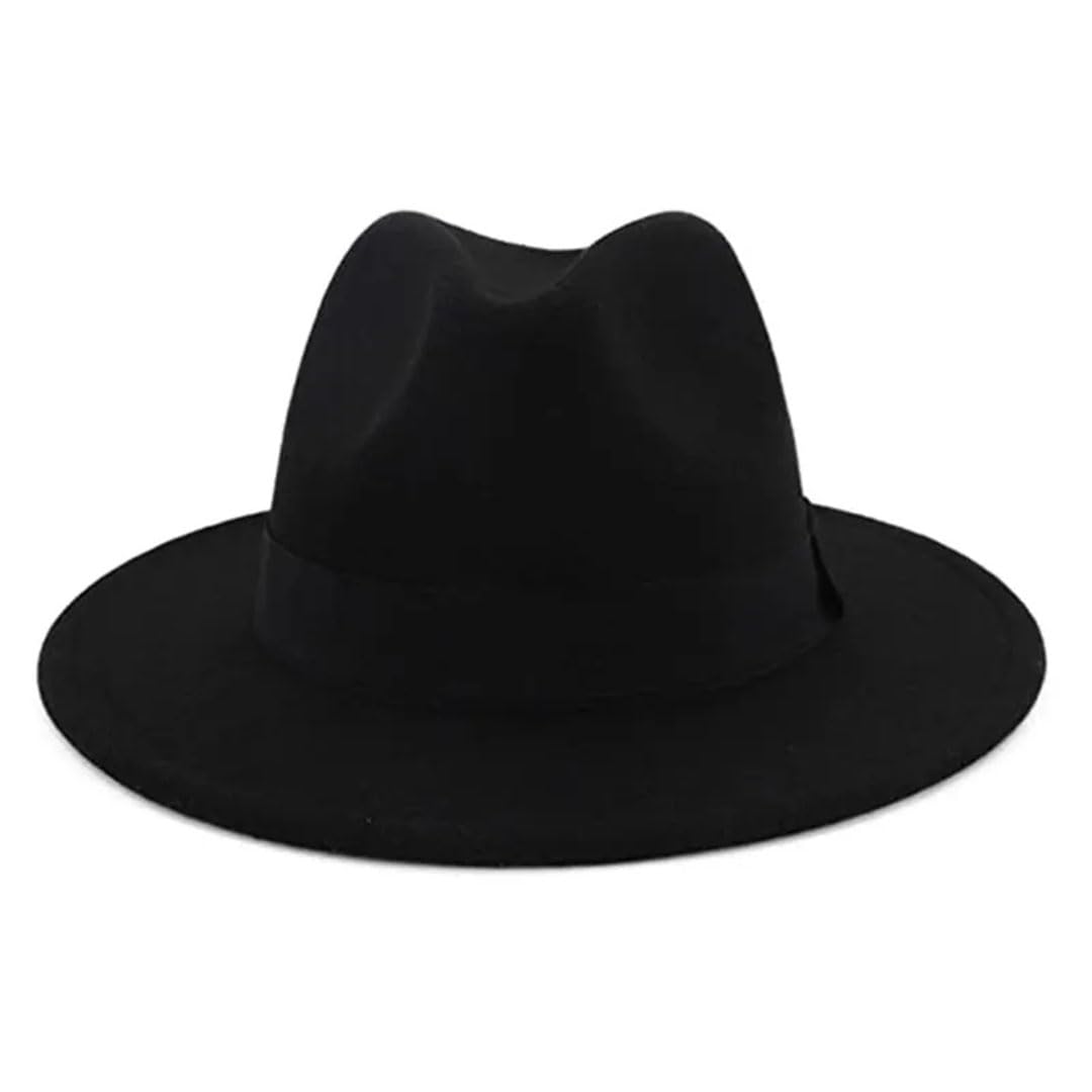 Hgvcfcv Classico Fedora Elastico Cappello Unisex Feltro di Lana Jazz Cappelli Eleganti Uomini Donne Tesa Larga Trilby Cap Fedora Cappello Uomo
