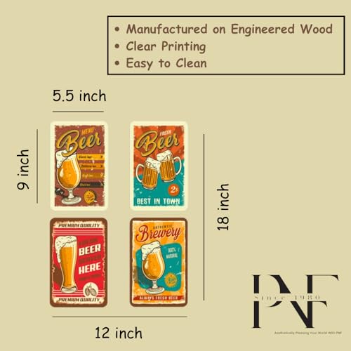 Image of PNF Poster And Frames Beer alcoholic drink advertise wall set Quote Wall art & Door Hanging Frame For Kitchen, Dining, restaurants Decor | Walland home Decor for Living Room | Room Decor Wall Decor Items For Bedroom | (Wooden, 11x9 Inch,brown)-124-1
