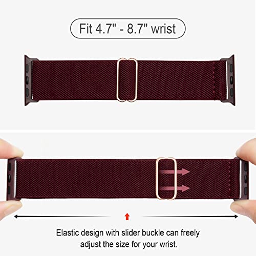 Image of 4 Pack Stretchy Solo Loop Compatible with Apple Watch Bands 38mm 40mm 41mm 42mm 44mm 45mm 46mm 49mm Women Men, Sport Nylon Elastic Straps Wristbands for iWatch Series 11 10 9 8 7 6 5 4 11 Ultra /SE 3 2