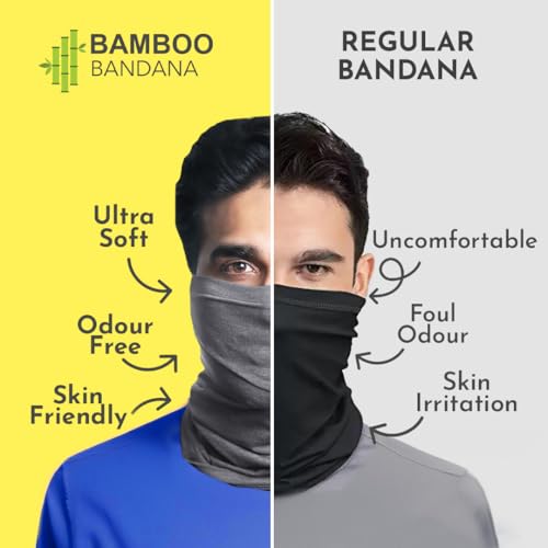 HEELIUM Bamboo Bandana for Men & Women | Super Soft | Odour-free & Breathable | Durable & Multipurpose Bandana