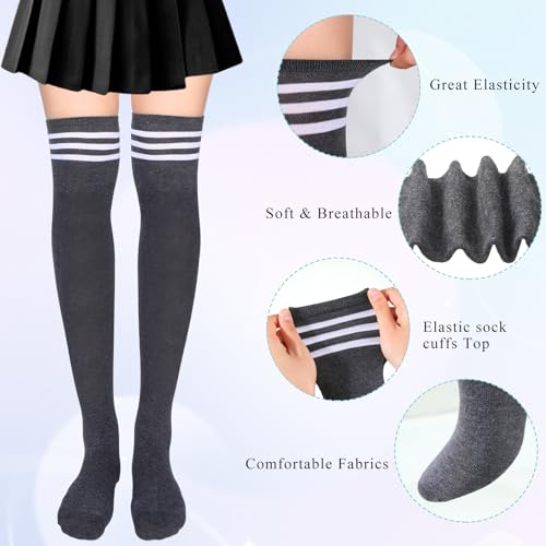 Syhood 36 Pairs Over Knee Thigh High Socks for Women - Leg High Socks Long Stocking for Daily Wear3