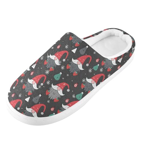 Fuzzy Memory Foam Slippers for Women/Men Gnome Christmas Pattern Fluffy Winter House Shoes Indoor and Outdoor