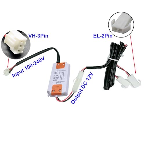 Image of 12V DC 0.5A Cooker Range Hood Light Driver with EL4.5 Female Output 100-240V AC Input Smoke Exhauster Ventilator Cabinet Lamp Power Converter