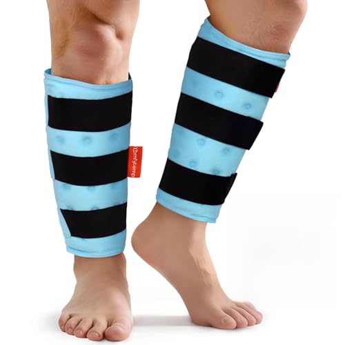 Image of Comfytemp Extra Large Calf Shin Splint Ice Packs for Injury Reusable Gel, Knee Cold Pack, Hot Cold Compress Sleeve for Swelling, Tendonitis, Elbow, Leg, After Surgery Choice, 2 Pcs, L - XL