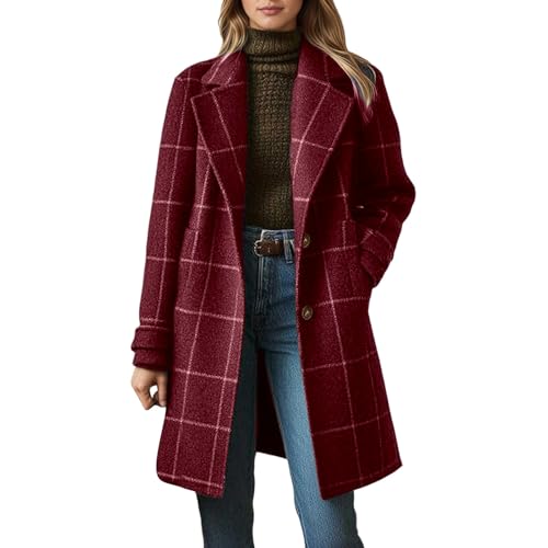 Manteau long à carreaux coupe décontractée, veste élégante fluide mi-saison
