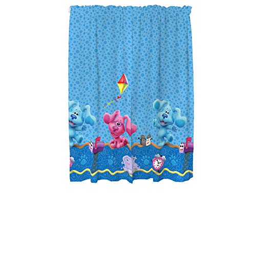 Image of Franco Kids Room Window Curtain Panels Drapes Set, 82 in x 63 in, Blues Clues
