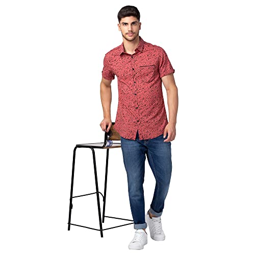 Image of Spykar Men's Slim Fit N /A Full Sleeve Printed Casual Shirts