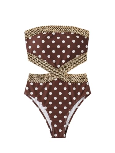 Image of Milumia Women's Stitch Detail Strapless One Piece Swimsuit Cut Out Bandeau Bathing Suit