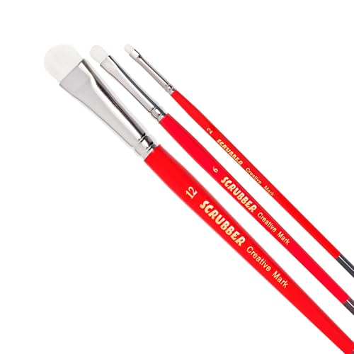 Creative mark scrubber watercolor paint brush set of 3, watercolor...