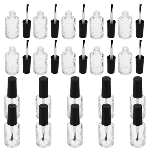 Flacons vides en verre avec pinceau applicateur pour vernis à ongles et échantillons nail art