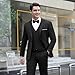 LUPURTY 3 Piece Suits for Men,Men's Suit Slim Fit,Business Solid One Button Single Breasted Tuxedo Blazer Vest Pants Set,Black M