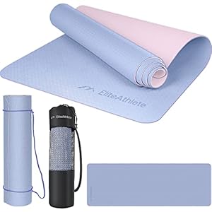 EliteAthlete Yogamatte – Sportmatte – Fitnessmatte – Gymnastikmatte gepolstert & rutschfest für Fitness, Pilates – Yoga Matte – 183 cm x 61 cm x 0.6 cm – Trainingsmatte inkl. Transportgurt + Tasche
