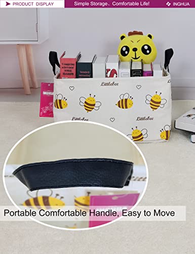 Image of Rectangular Storage Basket Fabric Organizer Bin for Toys,Books,Clothes,Gifts,Pets-Perfect for Home,Office,Nursery,Dorm,Shelf(Rec-Bee )