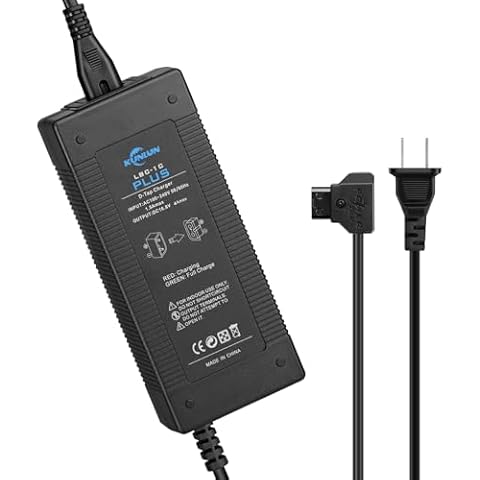 KUNLUN D-Tap Quick Charger[DC 16.8V/4A] with D Tap Cable for V-Mount/V Lock/Gold Mount Battery Charger, for Sony BP-U65 BP-U68 HDW-800P HDW-F900R PDW-680 PDW-850 DSR-650P PMW-F5 Cover