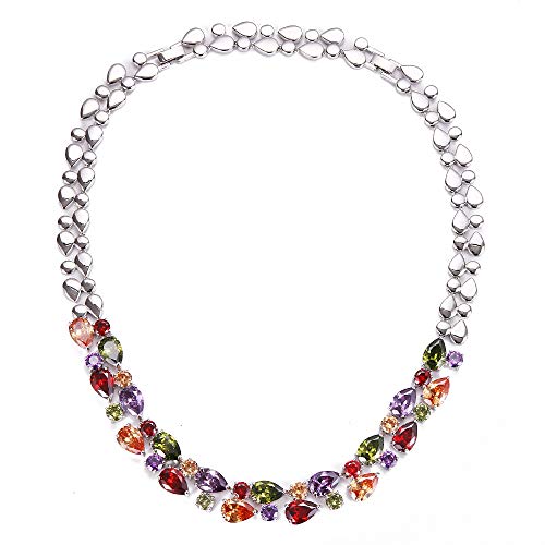 Necklaces for Women, Classic Multi Gemstones Silver Necklaces with Amethyst Garnet Morganite Peridot Women Jewelry