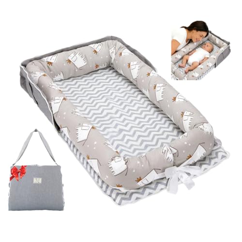 Image of Loevin Baby Lounger for Newborn Portable Bag,Baby Lounger Play Mat for Awake-Time,Newborn Babies Essentials Gifts 0-24 Months Home Travel(Elephant Grey)