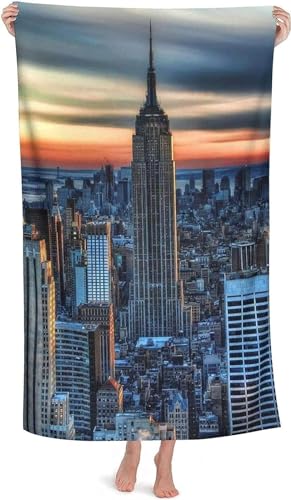 Latwerio Serviette de Plage 70 x 150 New York, 3D Serviette de Bain New York, Microfibre Serviette Plage Adultes Enfants, Drap de Plage Anti Sable Séchage...