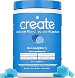 Create Creatine Monohydrate Gummies for Men & Women, Boost Focus, Strength, and Endurance, Anti-Melting Formula, Vegan, Gluten-Free, Non-GMO, 1.5g of Creatine per Gummy (Blue Raspberry)