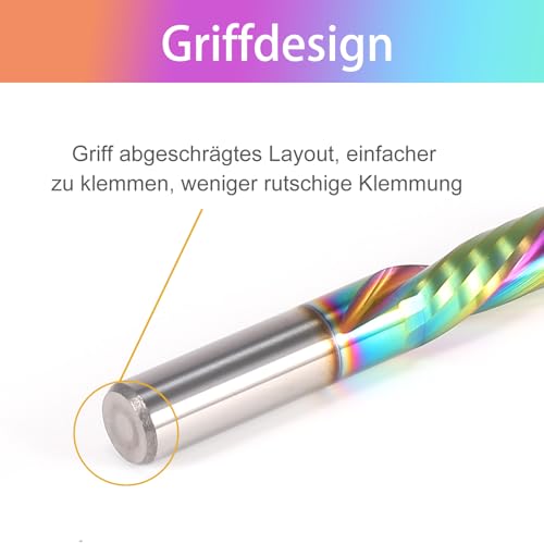 Trvoxviq Spiral-Fräser Auf-Ab-Kompressionsfräser 1/8 Zoll Schneiddurchmesser mit DLC-Beschichtung, 1/8 Zoll Schaft aus Vollhartmetall CNC-Fräser für Holzschnitzerei,Gravier und Fräsarbeiten(5er Pack)