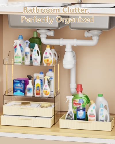 Image of Anylady Bathroom Organizers and Storage, Makeup Organizer (Sturdy Durable Attractive), Ideal for Vanity, Countertop, Counter, Perfume, Skincare, Cabinet, Cosmetic, Dresser Organizer (Cream)