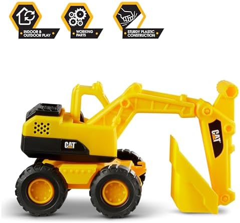 CAT Construction Toys, Construction Fleet 10" Excavator Toy β Ages 2+ Real Working Parts, Indoor/Outdoor Play, Sturdy Plastic Construction, Ideal Sand/Beach Toy - 1