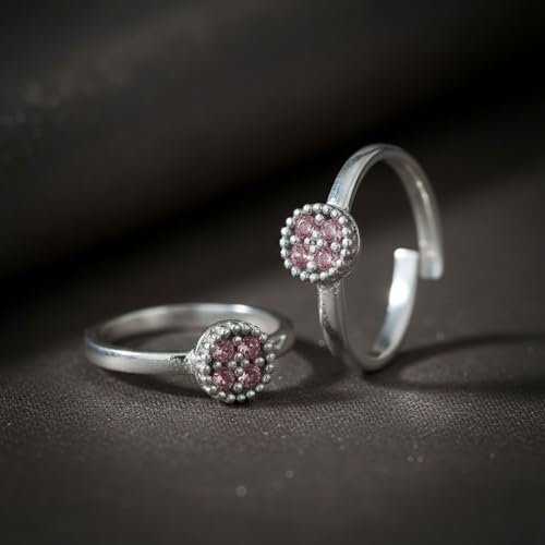 Image of SATKOTI 925 Silver Toe Rings for Women | Adjustable Pure Metal Bichiya with AAA Quality CZ Stone| BIS Hallmarked Jewelry with Authenticity Certificate | Pair of 2 Metti