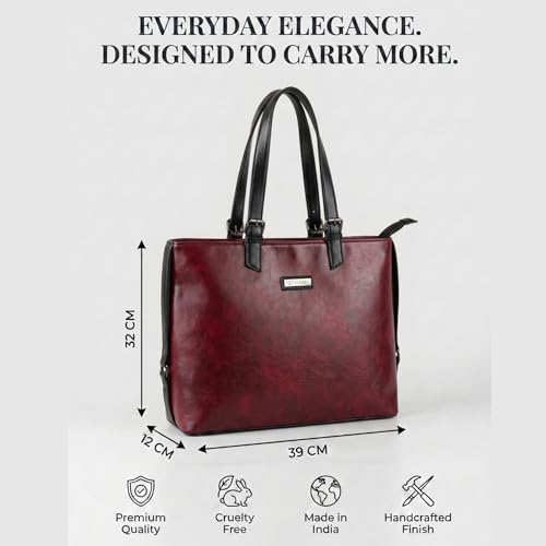 Image of VISMIINTREND Stylish Leather Office Laptop Tote Bag for Women| Shoulder Work Hand Bags for Women | College Bag for Girls | Fits 13 inch,14 inch, 15.6 inch Macbook Laptops