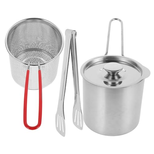 SOLUSTRE Unique Craftsmanship Deep Fryer Round Pot Skid-proof Base Heat-resistant Easy to Maintain