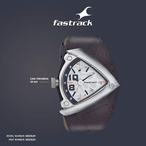 Image of Fastrack Quartz Analog White Dial Leather Strap Watch for Guys-NP3022SL01