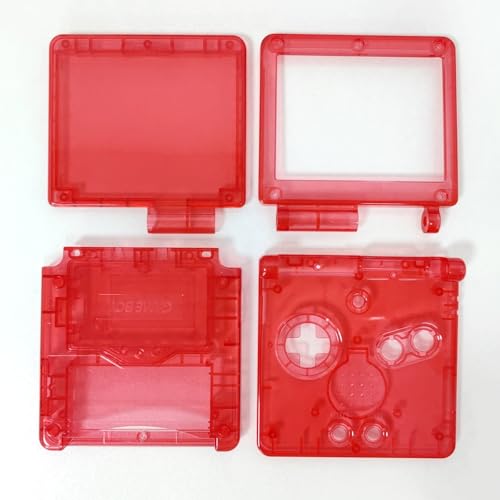 Image of Hzxkqmil Replacement Full Shell Case Kit for Gameboy Advance SP Console | Custom Transparent Housing DIY Clear Cover with Buttons Screws Repair Parts + Screwdrivers Tools for GBA SP (Clear Red)