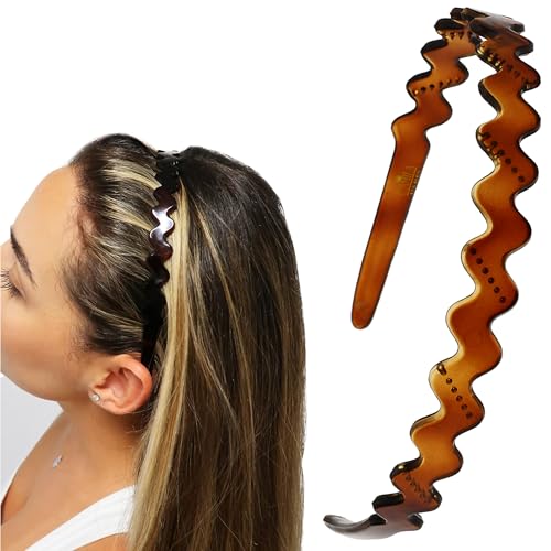 Camila Paris CP3881 French Headband for Women, Tortoise Shell, Strong Hold Grip Women's Hair Band, Ligth and Very Flexible, No Slip Durable Styling Girls Hair Accessories, Made in France