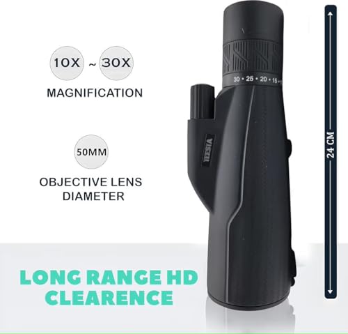 Image of 1Set, High Magnification 10-30x50 Monocular Telescope | Long Distance Zoom, Waterproof | Includes Tripod & Mobile Stand | Ideal for Birdwatching, Hunting, and Camping.