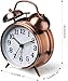Azyh Loud Alarm Clock for Heavy Sleepers Adults, Metal 4 Inches Twin Bell Battery Operated Alarm Clocks for Bedrooms Decoration, Silent Non-Ticking, Back-to-School Gift (Red Brown)