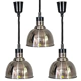 SGKOMN Lámpara de Calor para Calentar Alimentos, Equipo de Catering Comercial, lámpara Colgante Aislante para bufé, Longitud Ajustable, diámetro de la Pantalla: 19 cm, 25 cm, 29 cm, B-3pcs