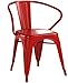 Flash Furniture Luna Commercial Grade Red Metal Indoor-Outdoor Chair with Arms