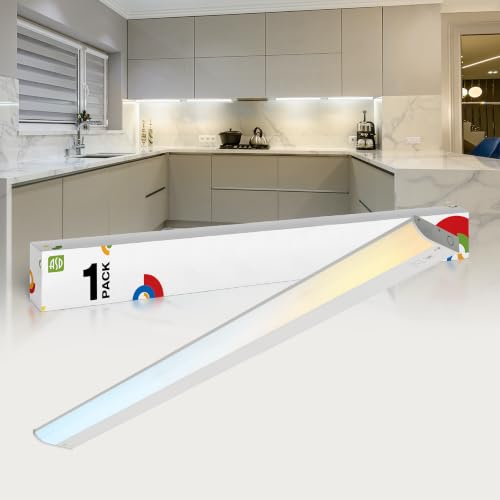 Image of ASD LED Under Cabinet Lighting, 40 inch 20W 1574 LM Dimmable Hardwired Under Cabinet Lights for Kitchen, 3000K Soft /4000K Cool /5000K Daylight, Under Counter Light Fixtures, ETL, White, Bullnose Design