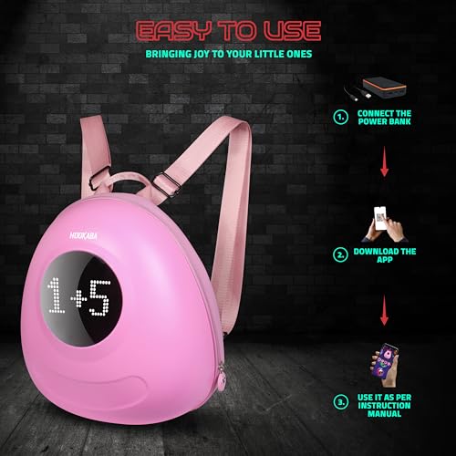 Image of Hookaba GlowBuddy LED Eyes Backpack 13L | Kids Smart Bag with App Control, Programmable Screen & Water Resistant | for School, Picnic, Travel | Mini Digital Daypack for Girls & Boys (Pink)