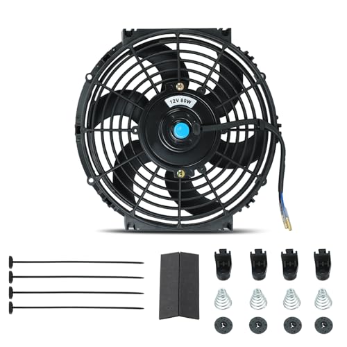 Universal 10 inch Black Slim Fan Push Pull Electric Radiator Cooling 12V 80W Mount Kit