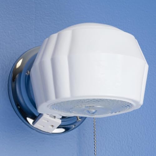 One-Light Classic Wall Fixture with Ground Convenience Outlet and Pull Chain, Chrome Finish Base with White and Crystal Glass by Westinghouse - Used condition - Image 5