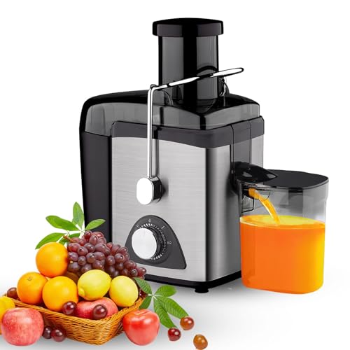 Exprimidor de frutas enteras de 800 W, exprimidor sin BPA, exprimidor de frutas y verduras de 2 velocidades, motor silencioso, fácil de instalar y limpiar