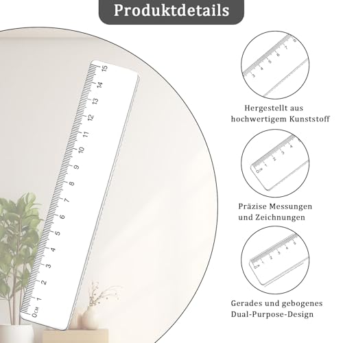 Onperpoe 5 Stück Lineal 15cm Plastik Transparent Nicht Biegsam Kurz Durchsichtig Kurzes Kleines Lineal Grundschule Kinder Klasse Lineale Flexibel LinkshäNder Lineale Schulbedarf Messinstrumente