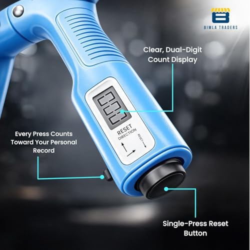 Image of CRAE Hand Gripper with Counter - Adjustable Grip Strengthener, 100 KG Capacity for Forearm, Wrist & Finger Workout Men & Women (Sky Blue)